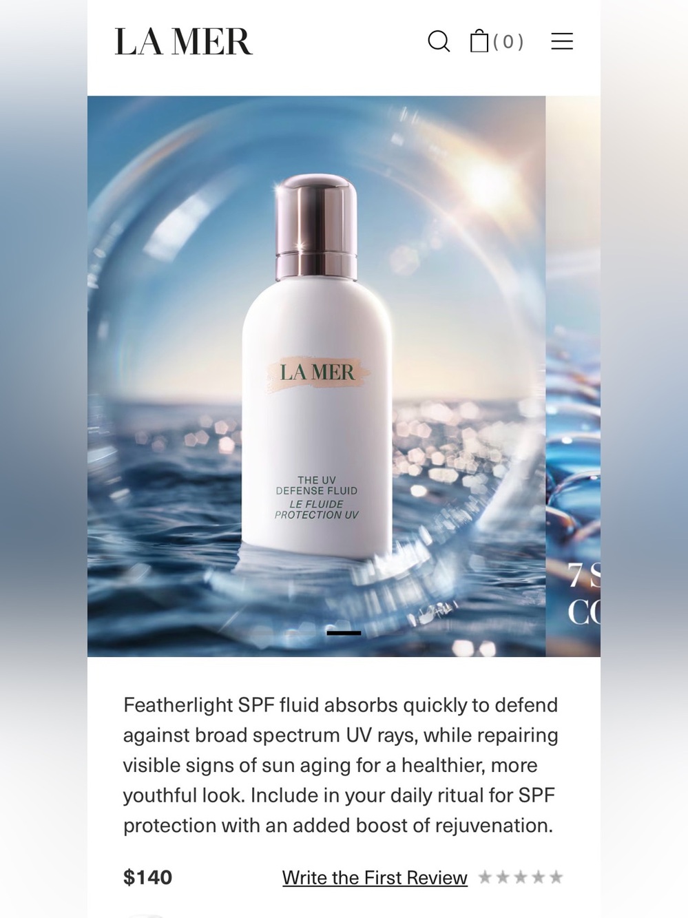 NEW La Mer THE NEW UV DEFENSE FLUID SPF50+ PA++++